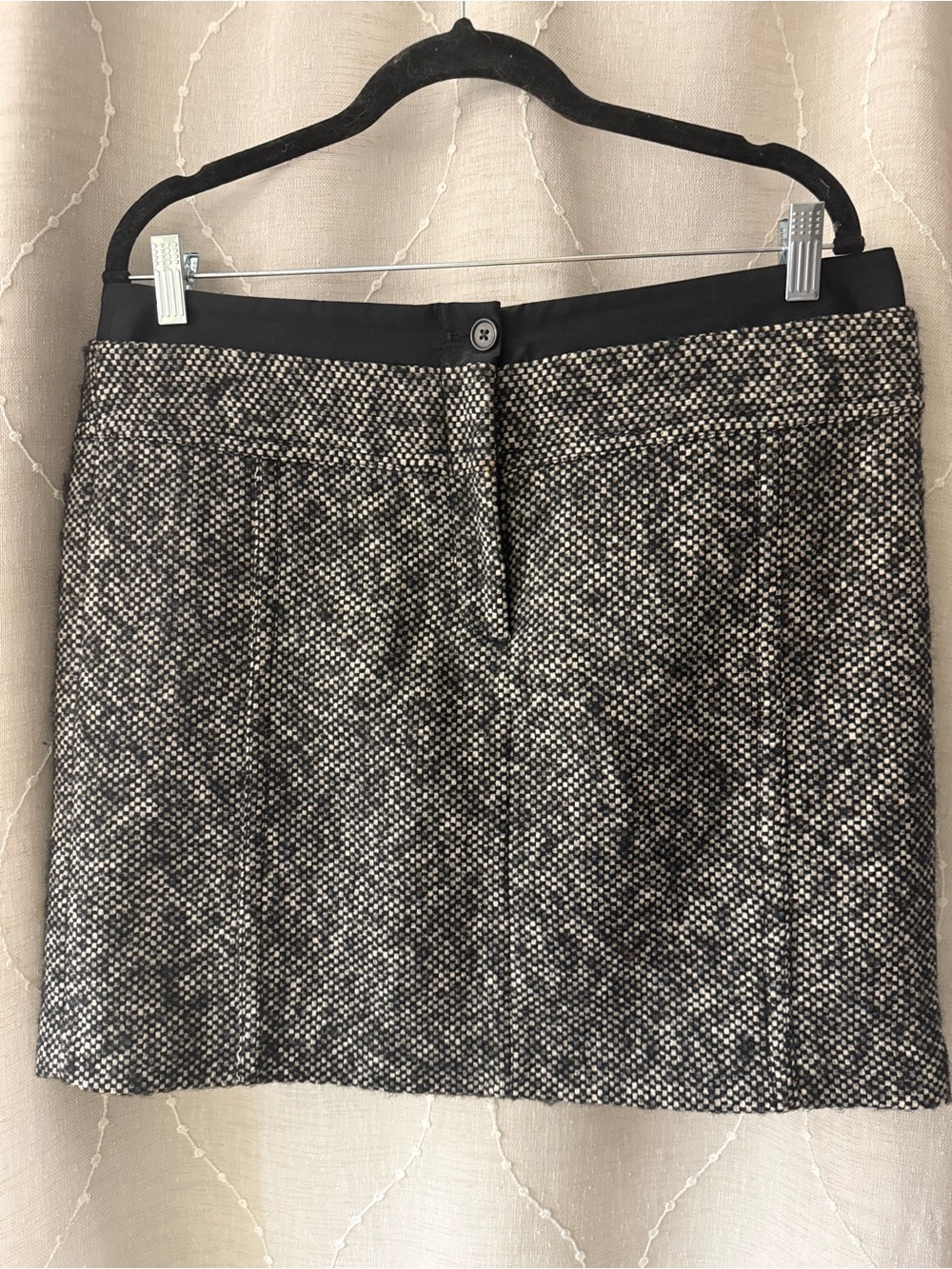 LOFT Wool Mini Skirt Black/White tweed | Lined